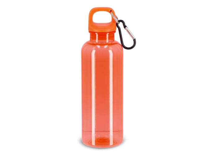 Bouteille publicitaire R-PET 500 ml à mousqueton Noa Transparent Orange